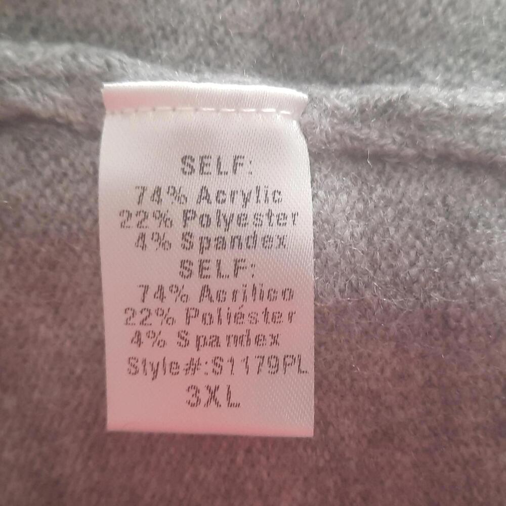 GeeGee Gray V-Neck Sweater Size 3XL‎ - Picture 3 of 3